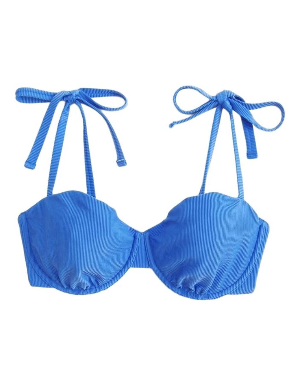 NWT Abercrombie & Fitch Curve Love Tie-Strap Underwire Bikini Top Blue Size XS